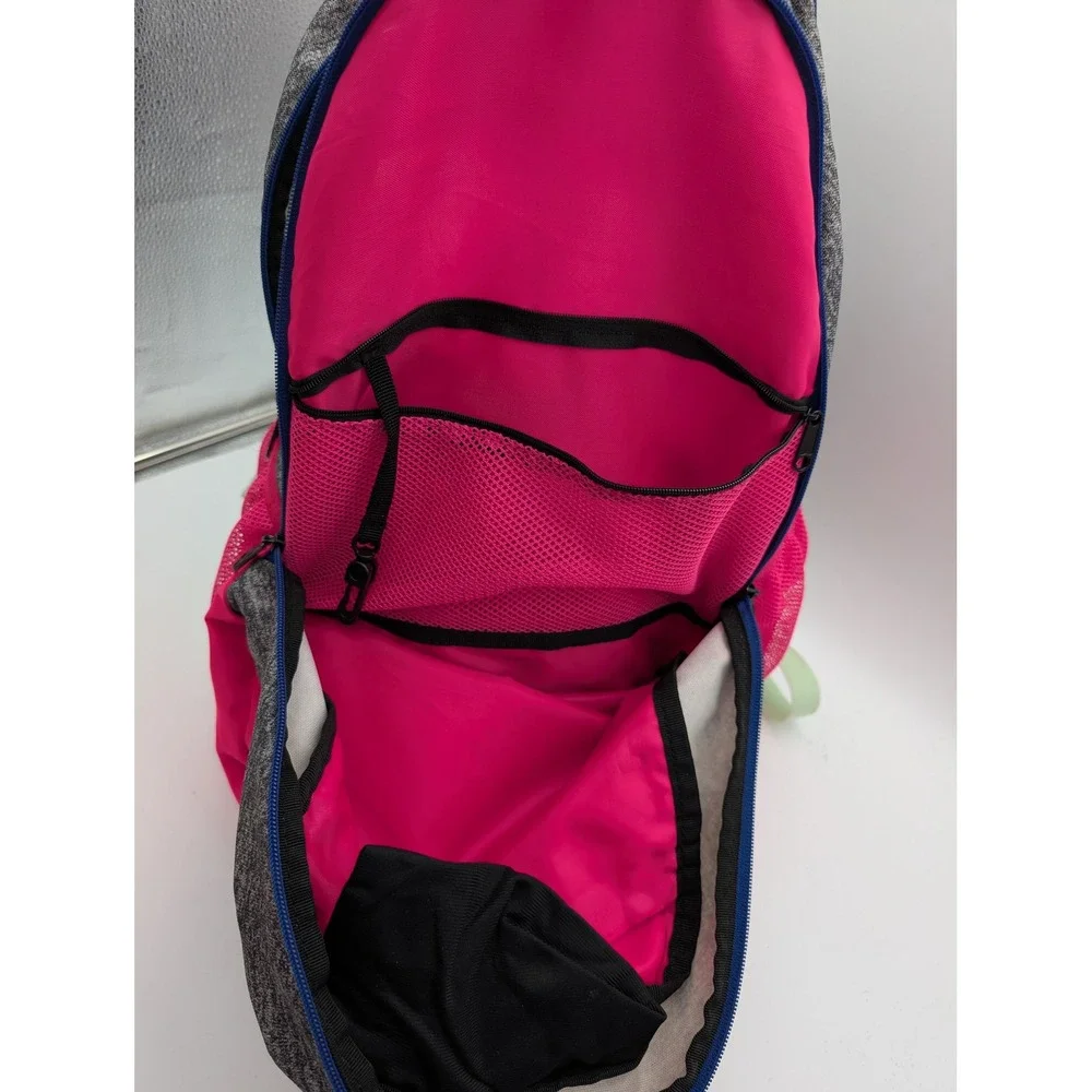 Adidas Backpack Gray Pink Heathered School Bag Multi Pocket Mint Straps